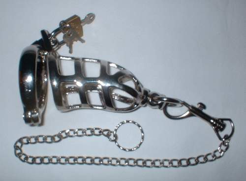 Cage de chastet� m�tal avec laisse