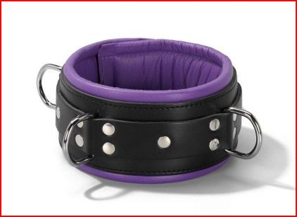 Collier cuir noir et violet