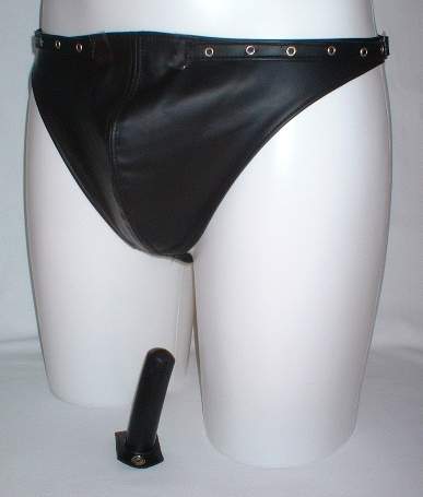 String cuir homme noir avec gode